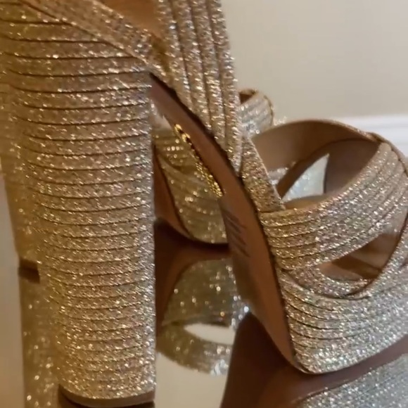Aquazzura Sundance 140 Glitter platform heeled sandals size 38 - Picture 14 of 17